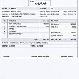 Edit Hotel Bill GST