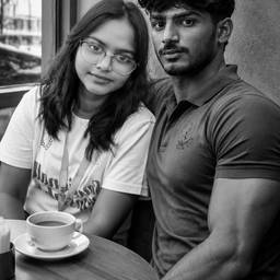 Black & White Cafe Couple