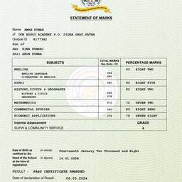 Marksheet DOB Edit
