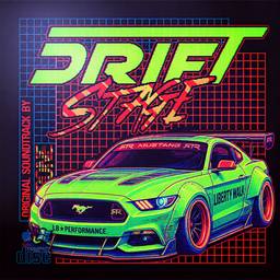 Neon Synthwave Drift Mustang