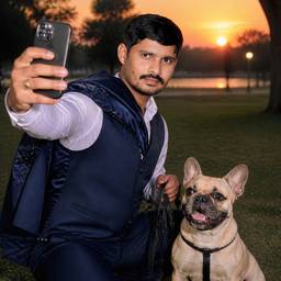 Sunset Selfie with French Bulldog