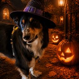 Halloween Witch Dog Portrait