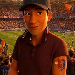 Depois - Cena de Estádio com Fã de Desenho Animado
