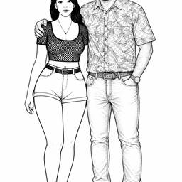Line Art Couple Portrait