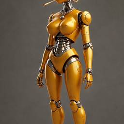 Antes - O robô dourado ganha vida