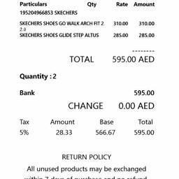 Antes - Edición del precio en el recibo de Skechers