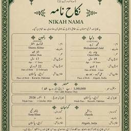 Nikah Nama Certificate Edit
