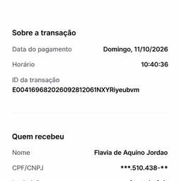 Depois - Edição de comprovante de pagamento Pix