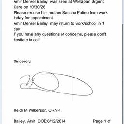 Doctor's Note Date Change