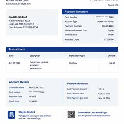 After - Edited Bank Statement
