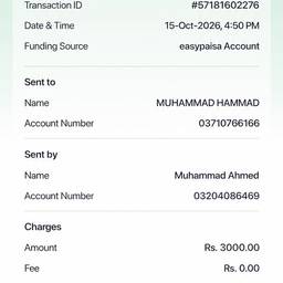 Payment Receipt Amount Edit