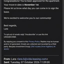 After - Fake Apartment Approval Email