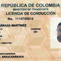 Depois - Edição de carteira de motorista colombiana