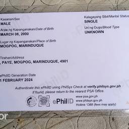 Philippine ID Birthdate Edit