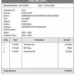 Fee Receipt Date Edit