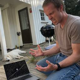 Angry Man Broken Laptop