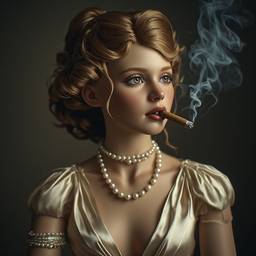 Antes - Retrato glamouroso dos anos 1920 com fumaça