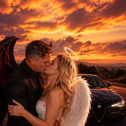 Angel and Devil Sunset Kiss