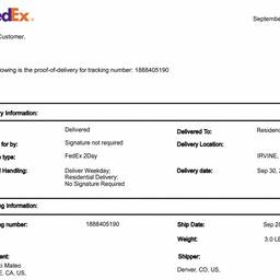 FedEx Delivery Receipt Edit