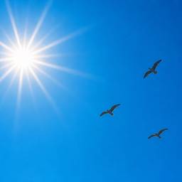 Birds in Sunny Sky