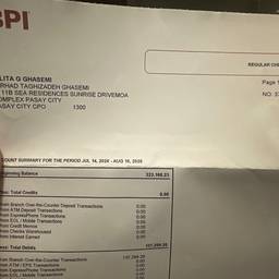 Avant - Changement de nom sur relevé bancaire