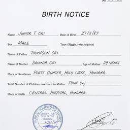 Birth Notice Cleanup