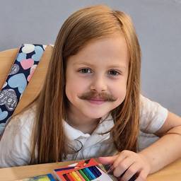 After - Mustache Prank Photo