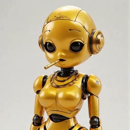 Golden Robot Puffing Smoke