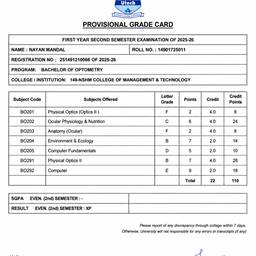 Marksheet Grade Card Edit