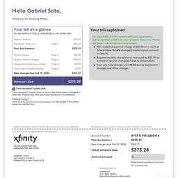 Antes - Alterar o nome na fatura da Xfinity
