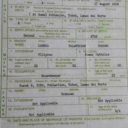 Birth Certificate Name Edit