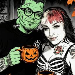 Halloween Couple Illustration