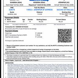 Edit Train Ticket Date