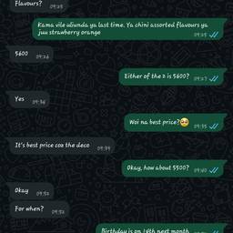 Avant - Modifier le prix dans une conversation WhatsApp