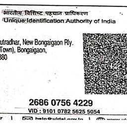 Avant - Restaurer la couleur de la carte Aadhaar