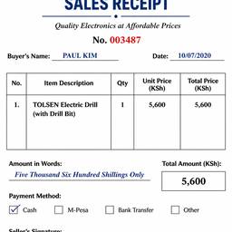 Electronics Sales Receipt