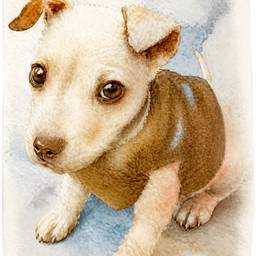 Watercolor Puppy Art Enhanced