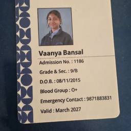 School ID Card DOB Edit