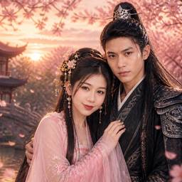 Cherry Blossom Couple Portrait