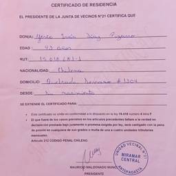 Antes - Edición de fecha en certificado de residencia