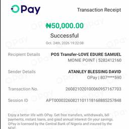 Edit OPay Receipt Amount