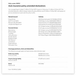 Insurance Document Edit