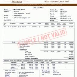 Antes - Fatura de imposto de hotel editável