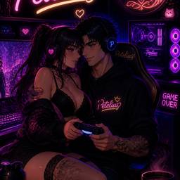 Manga Couple Gaming Art