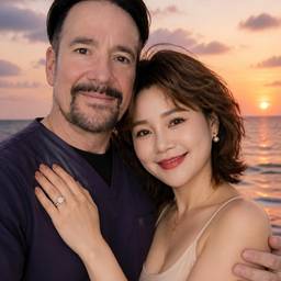Depois - Fusão de Foto de Casal ao Pôr do Sol