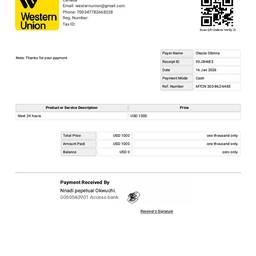 Before - Western Union Receipt Edit