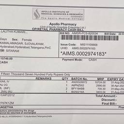 Avant - Modification de la date sur un reçu de pharmacie