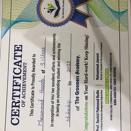 Edit Certificate Year & Class