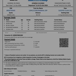Before - IRCTC Train Ticket Edit