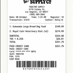 Après - Modifier le reçu Tractor Supply